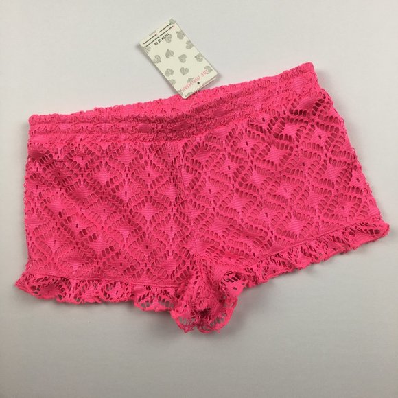 Miken | Swim | Miken Swim Pink Crochet Shorts Cover Up Girl 214 | Poshmark